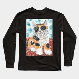 Cute  Calico kitten cat art Long Sleeve T-Shirt